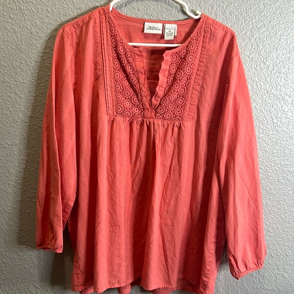 Tops - Vermont Country Store size 2X bohemian peach top long sleeve